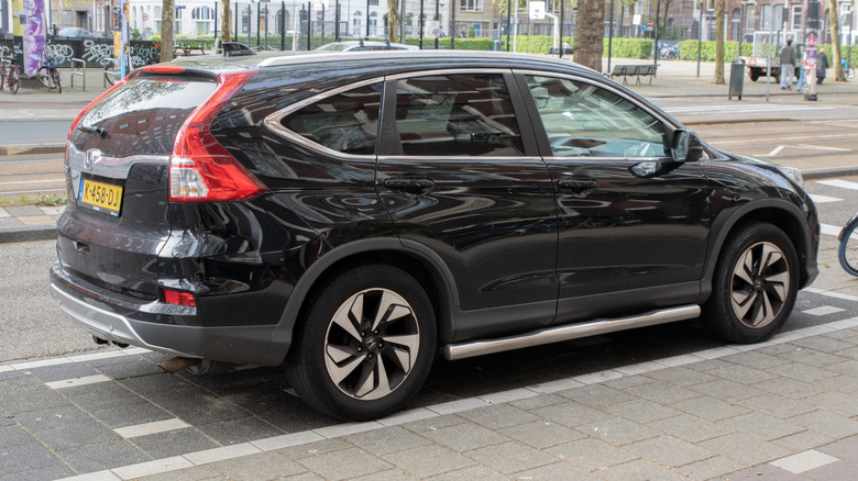 A black Honda CR-V on the street