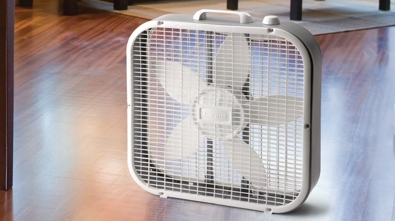 Box fan in living room