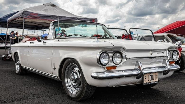white Chevrolet Corvair