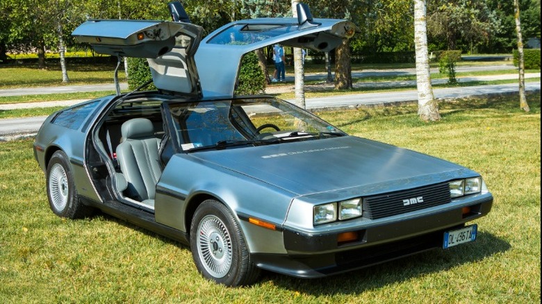 DeLorean DMC 12 on the grass