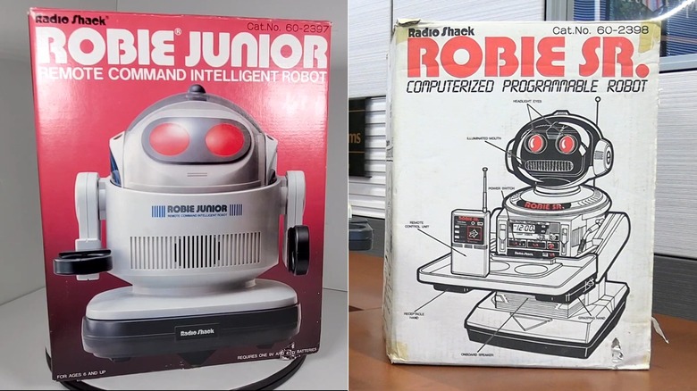 The boxes for RadioShack's Robie Junior and Robie Senior
