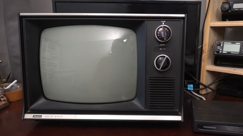 A Sears Solid State Black & White Portable Television from 1975