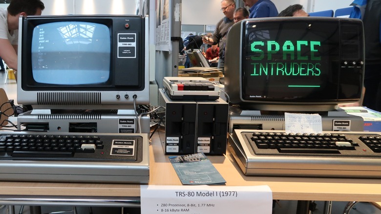 Two TRS-80 computers from 1977 on display