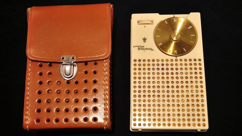 The world's first transistor radio, the Regency TR-1 and its case