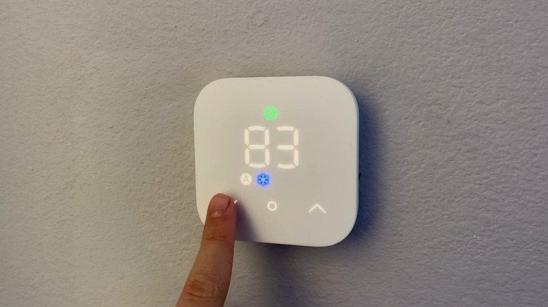 A close up shot of the Amazon Smart Thermostat