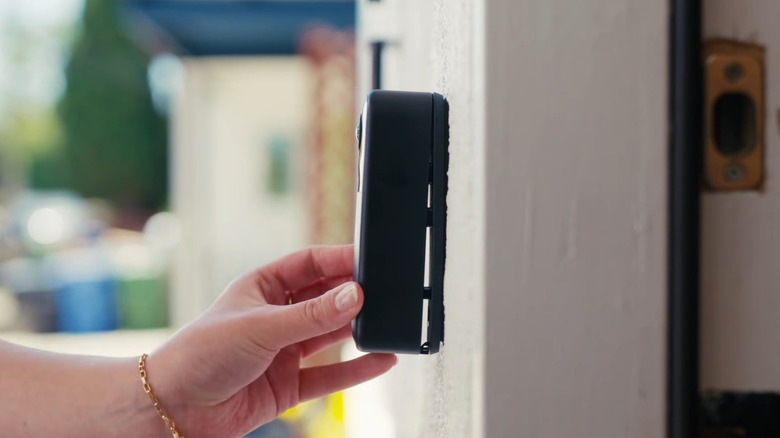 A side on shot of a Blink Video Doorbell