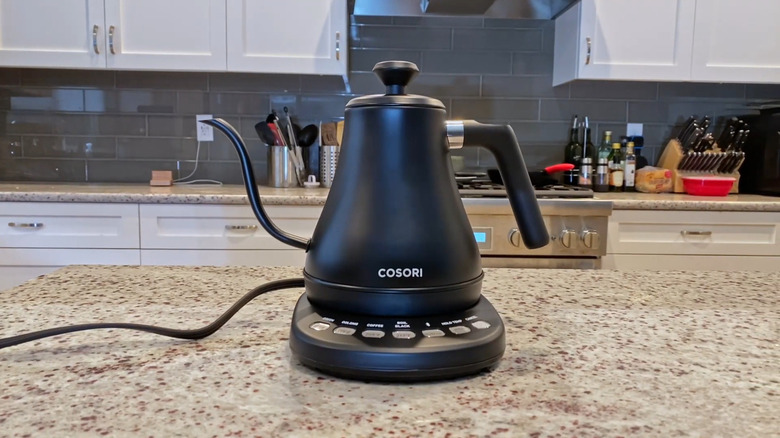 A shot of the Cosori Smart Gooseneck Kettle in black