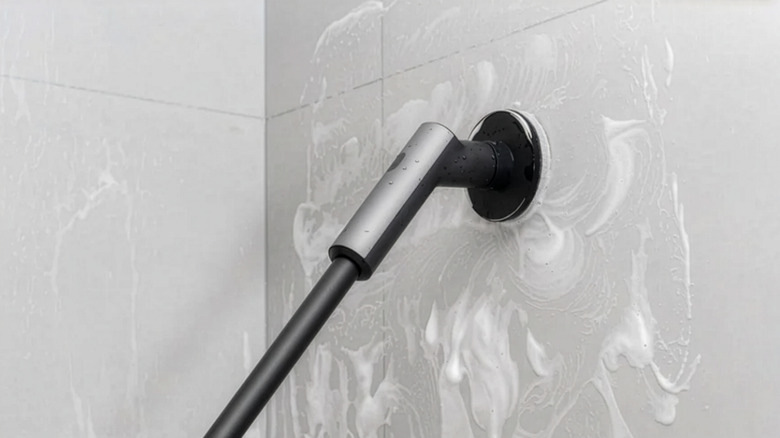 A shot of the Hoto Electric Spin Scrubber in use