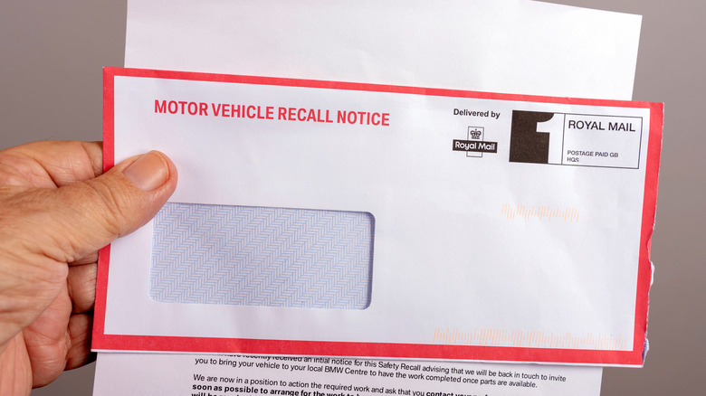 a UK letter containing recall notice