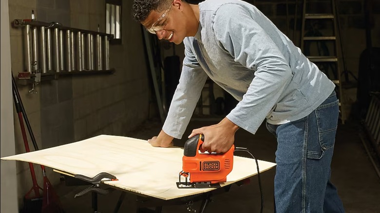 cutting board with Black+Decker jigsaw