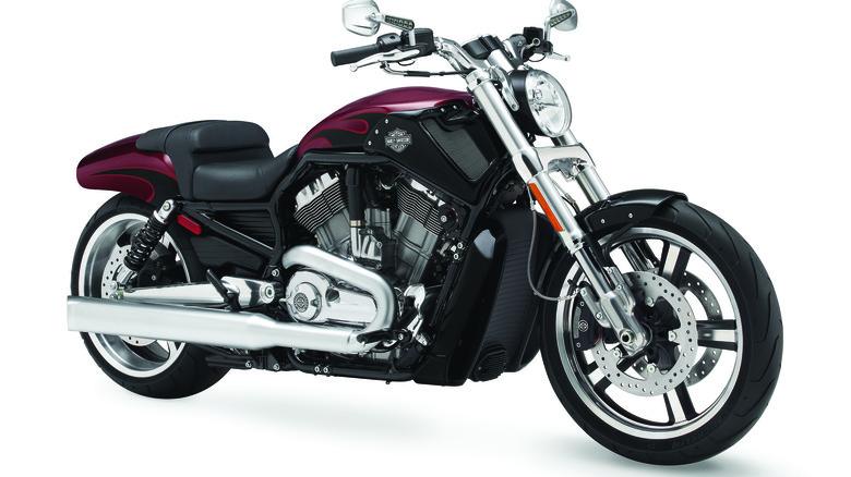 A Harley-Davidson V-Rod on a white background.