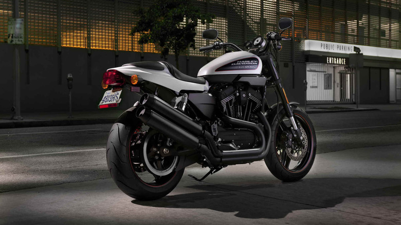 A Harley-Davidson XR1200X standing on a street.