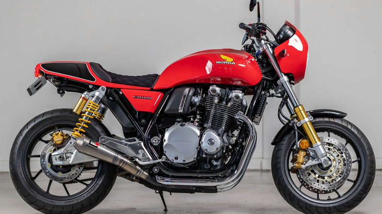 Someone riding on a Honda CB1100RS.