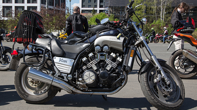 A Yamaha 2008 VMX standing on a white background.