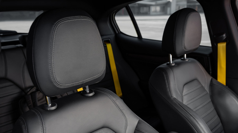 View of the seats in a sports car