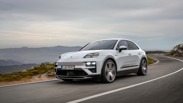 2025 Porsche Macan 4S EV front 3/4 view dynamic shot