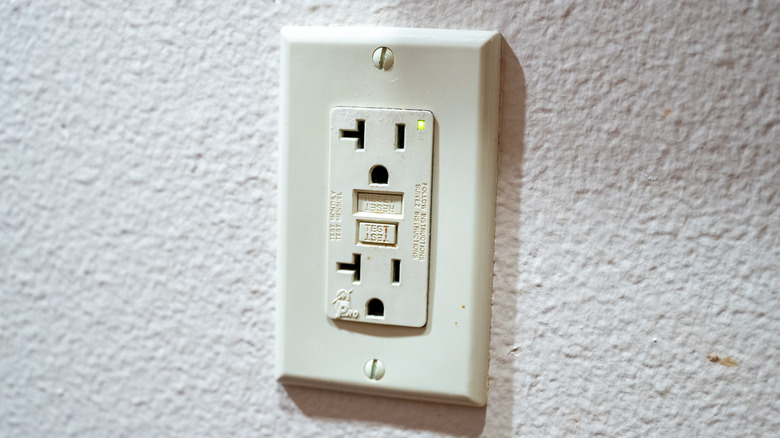 Closeup of a GFCI outlet