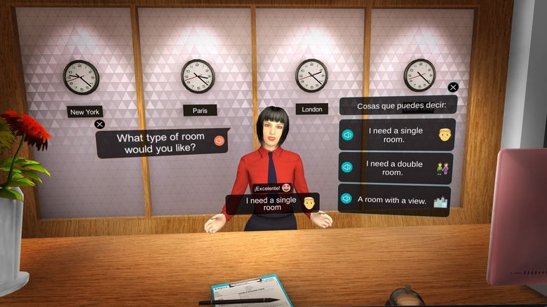 Practicing language with virtual person