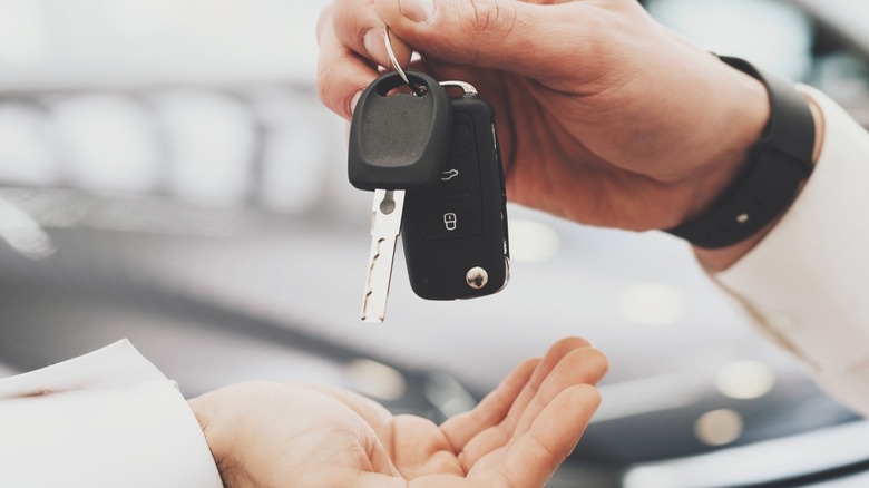 person holding a car key