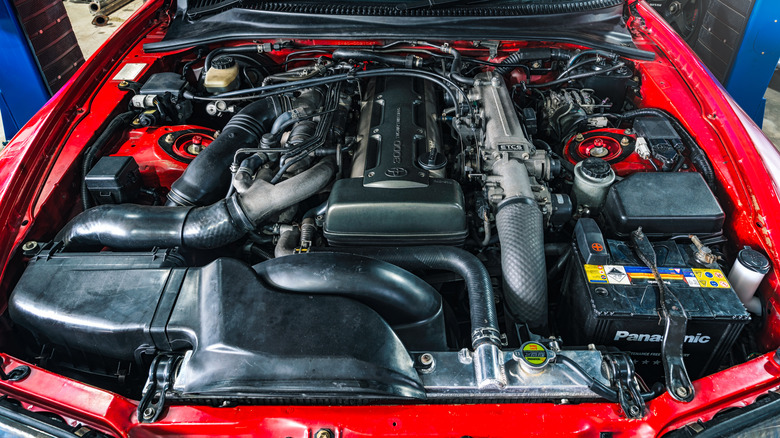 A close up of the 2JZ-GTE engine