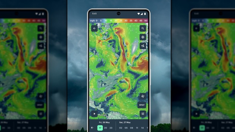 screenshot of windy weather app on smartphone