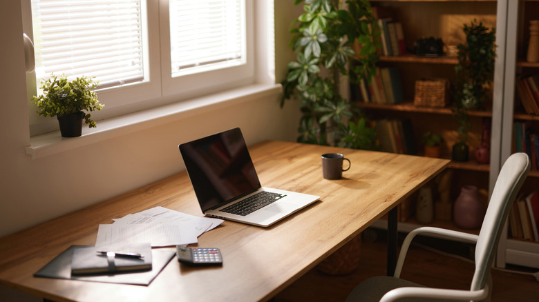 A simple home office desk setup