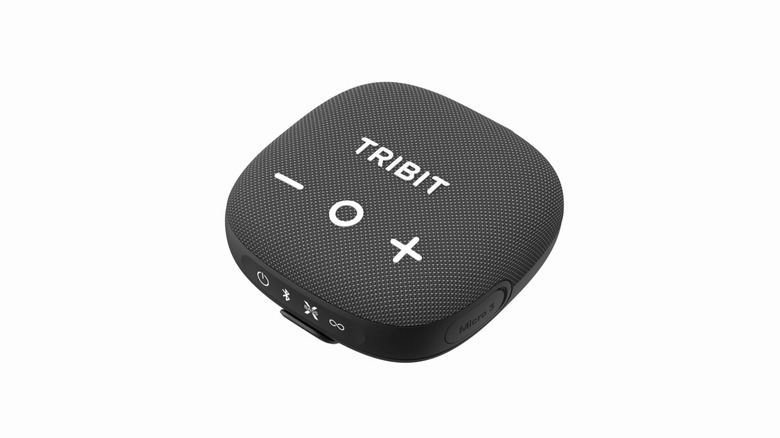 Grey Tribit speaker on white background