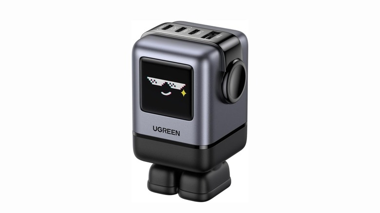 Nice-looking uniquely designed charger with 4 charging ports and feet