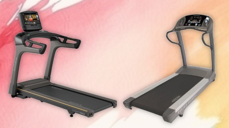 Two treadmills next to each other.