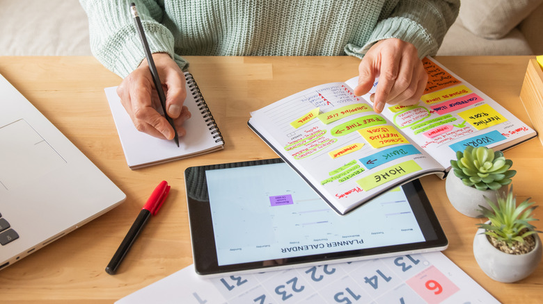 A person doing budgeting in a home office