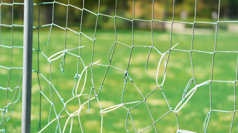 Net repaired with zip ties