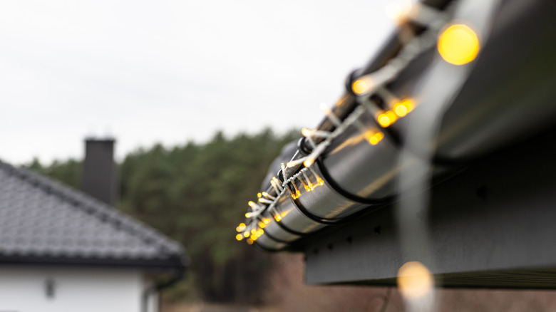 LED lights hung with zip ties