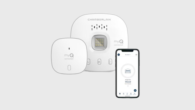 A Chamberlain Smart Garage Door Opener against a white background