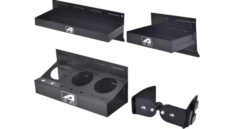 One spray can and paper towel holder and two trays