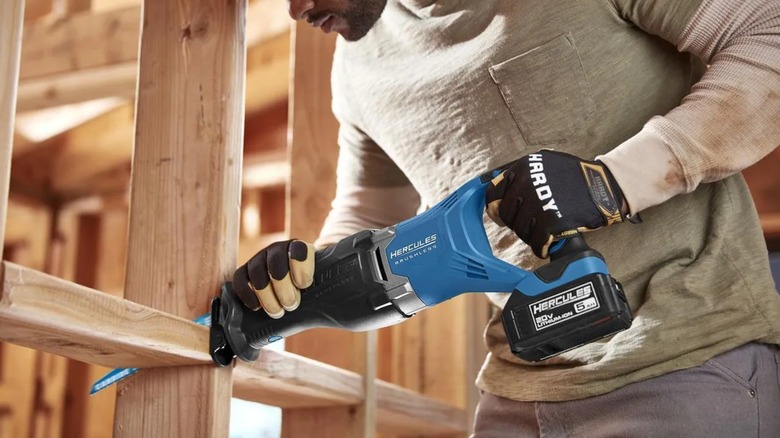 cutting through blocking with Hercules reciprocating saw