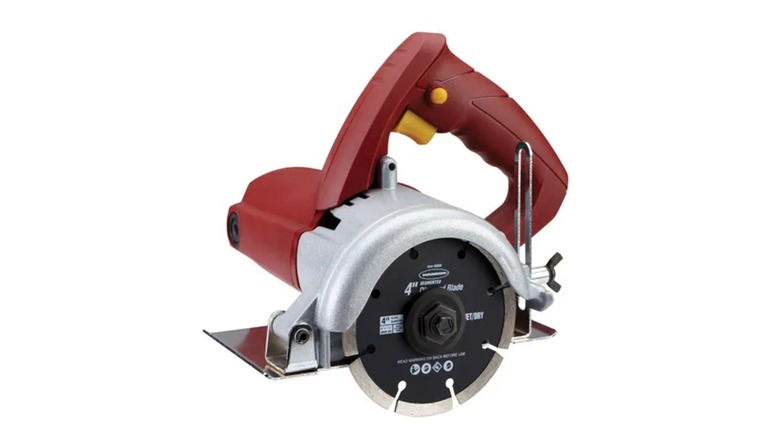 A Chicago Electric Power Tools 7 Amp 4-Inch Handheld Dry-Cut Tile Saw against a white background