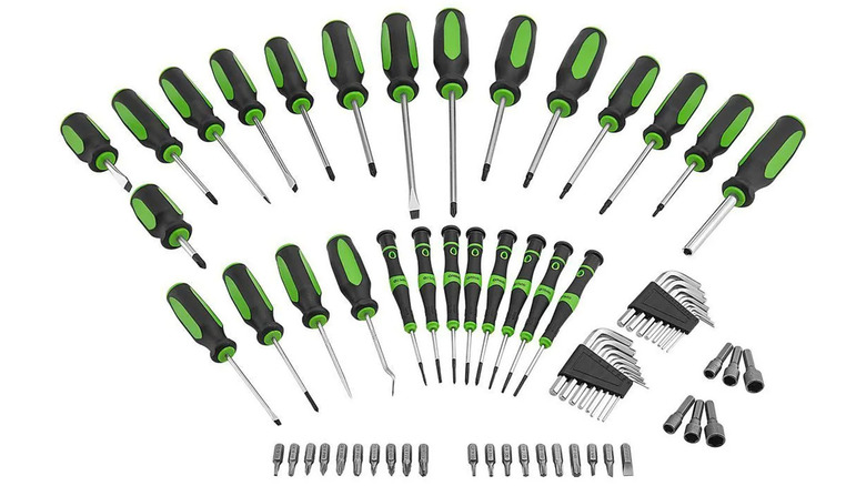A set of PIttsburgh brand screwdrivers with green grips