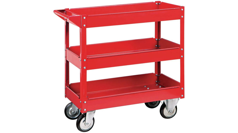 A red U.S. General service cart