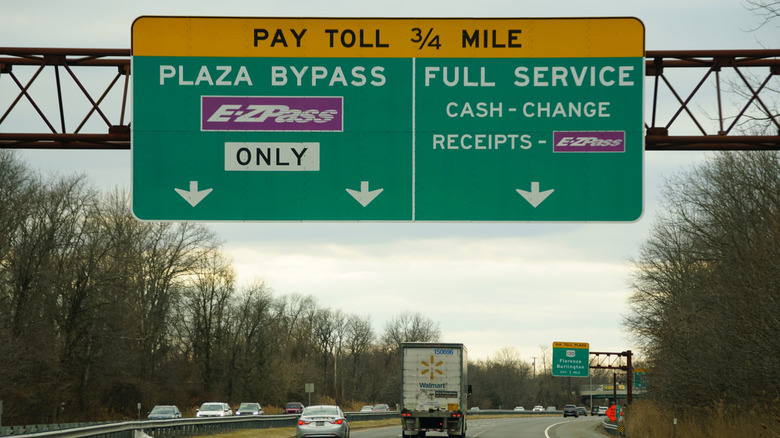 A view of an E-ZPass restricted toll road