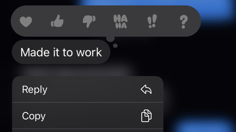 iMessage inline reply screen