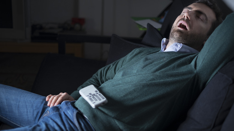 sleeping in front of tv