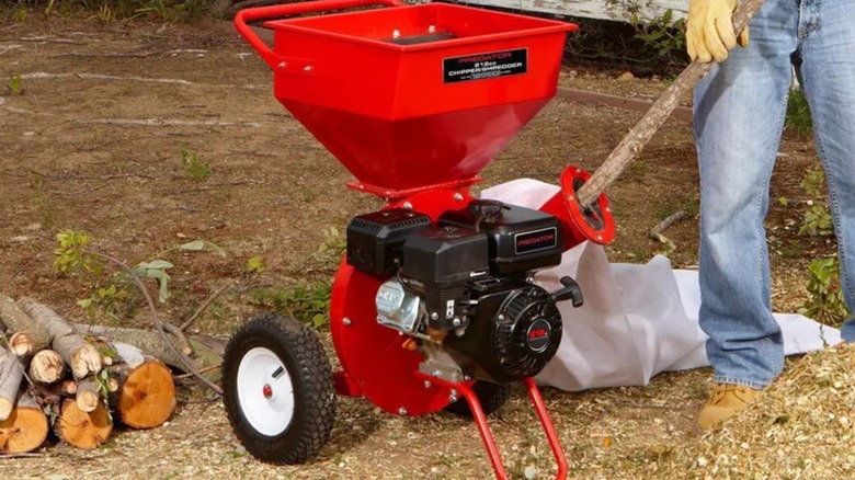 breaking down branches in Predator Chipper Shredder