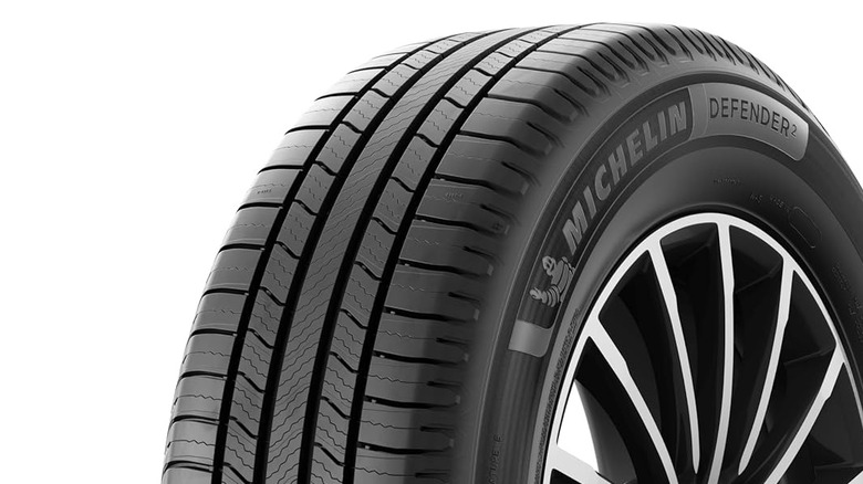 A close up shot of Michelin Defender2 tire