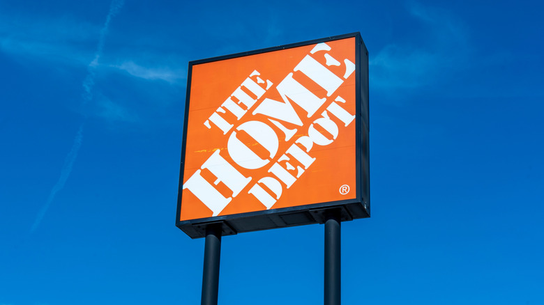 home depot logo with blue sky background