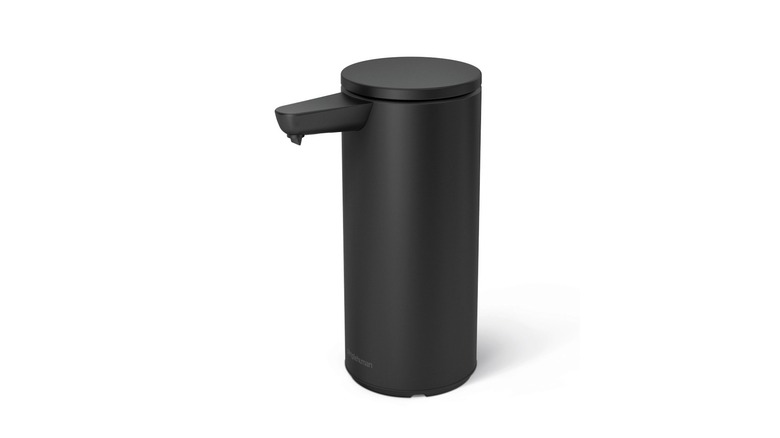 The touch-free soap dispenser called "simplehuman" on a white background