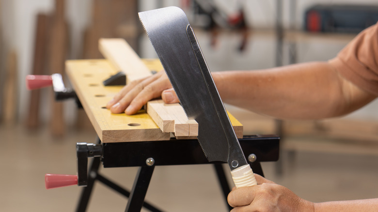 cutting with a pull saw