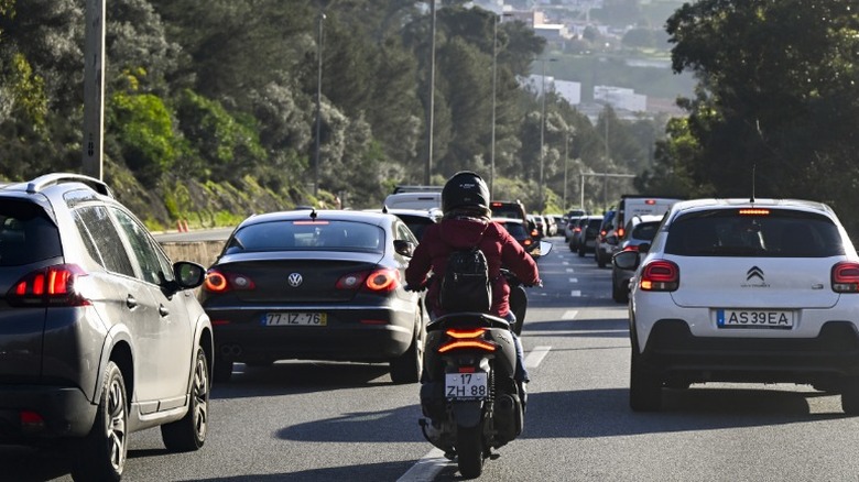 Motorcycle in traffic