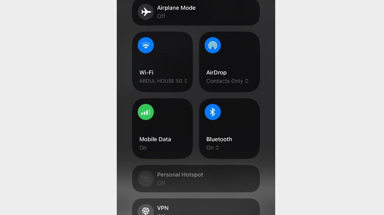 Wi-Fi and Bluetooth in Control Center