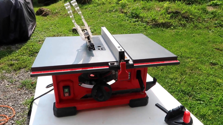 Craftsman 13 Amp 8.25-Inch Portable Benchtop Table Saw on top of box.