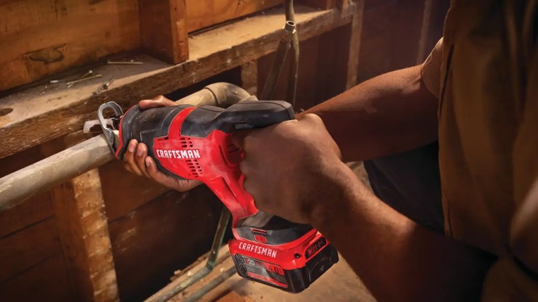 Cutting pipe with Craftsman reciprocating saw.